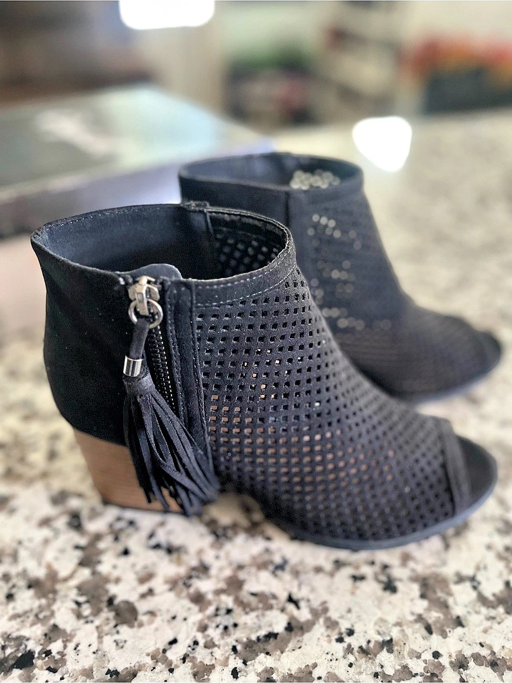 Qupid Perforated Peep Toe Booties US 7